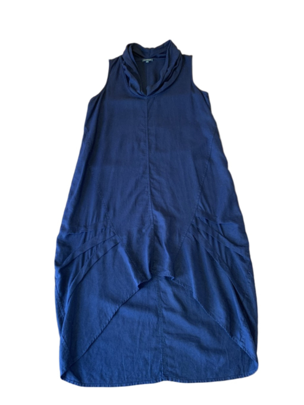 For Cynthia Dress Large Navy Blue Linen Mix Sleeveless
